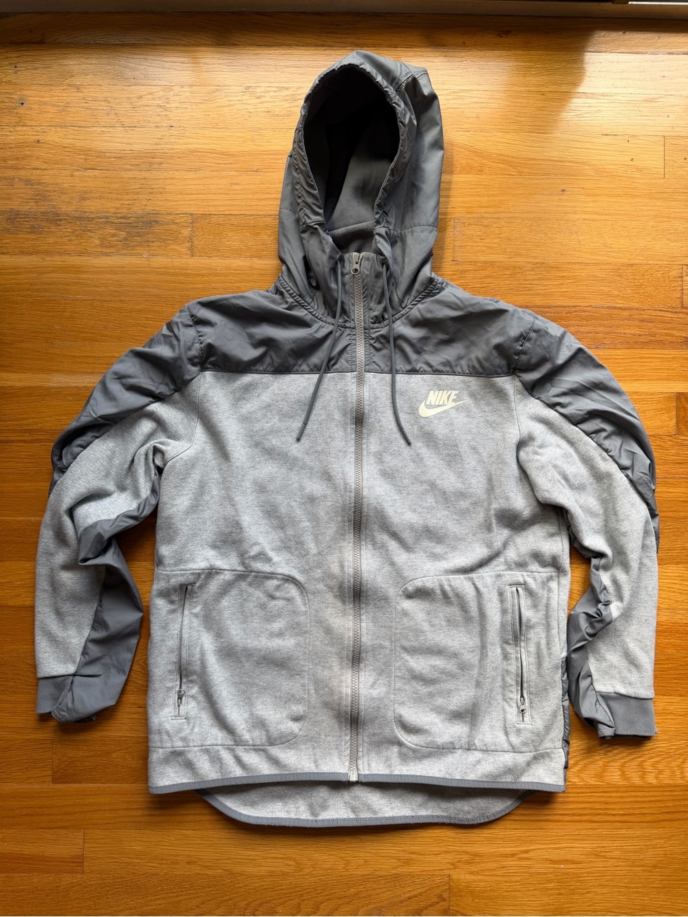 Nike Gray Hooded Zip-Up Jacket - Size Large